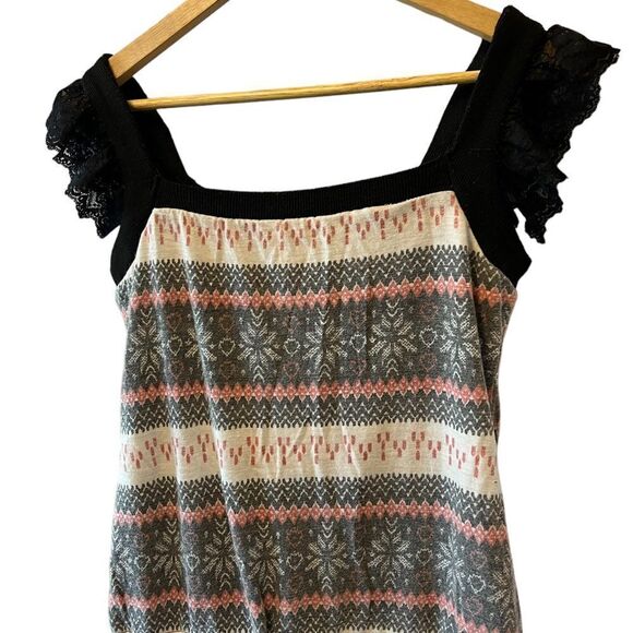 Boho Jersey Knit Lace Detail Nautical Button Scoop Neck Romper M - Picture 4 of 11